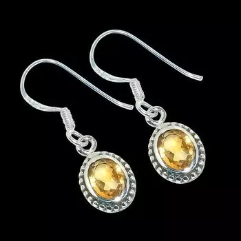 Серьги ручной работы из чистого серебра 925 пробы с натуральным цитрином 1,25 дюйма T1n16
