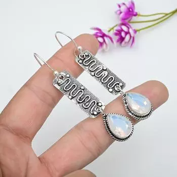 Серьги ручной работы из молочного опала, новейший дизайн ювелирных изделий, серьги из цельного серебра 925 пробы с драгоценными камнями, подарок для матери белый