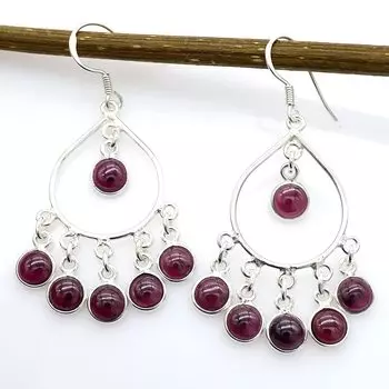 Серьги ручной работы из натурального граната, женские серьги с подвесками, твердые серьги, рождественский подарок, подарок на годовщину