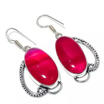 Серьги ручной работы из натурального розового кружевного агата из стерлингового серебра 925 пробы 1,97 дюйма b8e32