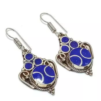 Серьги ручной работы из натурального лазурита 2,17 дюйма K7n37