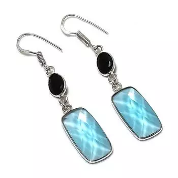 Серьги ручной работы из серебра 925 пробы с голубым топазом и шпинелью 2,21 дюйма c4d23