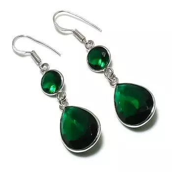 Серьги ручной работы из серебра 925 пробы с хромдиопсидом 2,09 дюйма t2w30