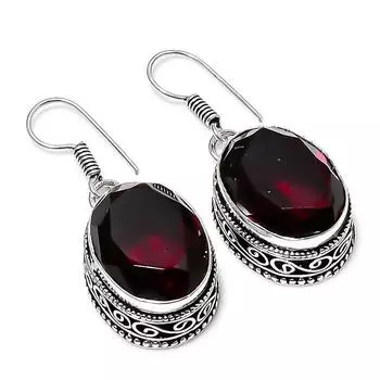 Серьги ручной работы из серебра 925 пробы с мозамбикским гранатом 1,50 1.5 красный
