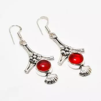 Серьги ручной работы из серебра 925 пробы с драгоценным камнем мозамбикский гранат 1,62 дюйма