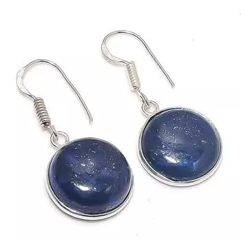 Серьги ручной работы из серебра 925 пробы с лазуритом 1,38 дюйма e9C92