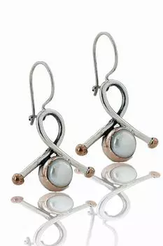 Серьги ручной работы из серебра 925 пробы с натуральным жемчугом