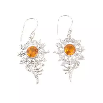 Серьги ручной работы из стерлингового серебра 925 пробы с цитрином, антикварные, 2,2 дюйма, для женщин CE-16-1