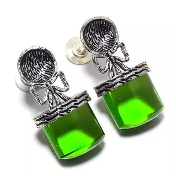 Серьги ручной работы из стерлингового серебра 925 пробы с натуральным драгоценным камнем перидот 1,26 дюйма e4l33