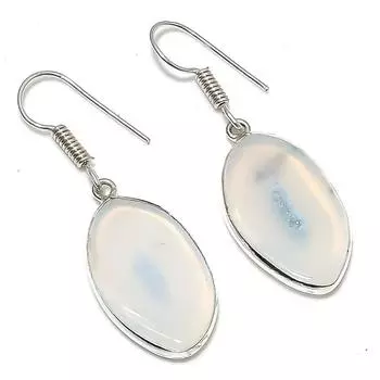 Серьги ручной работы из стерлингового серебра 925 пробы с натуральным озерным агатом 1,65 дюйма p8f30