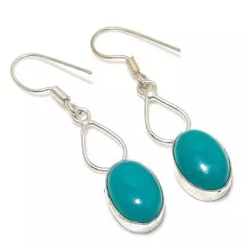 Серьги ручной работы из стерлингового серебра 925 пробы с натуральным зеленым ониксом, 1,81 дюйма, w9T84