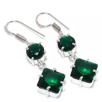 Серьги ручной работы из стерлингового серебра 925 пробы с натуральным драгоценным камнем перидот 1,77 дюйма t1w33