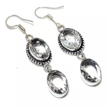 Серьги ручной работы из стерлингового серебра 925 пробы с натуральным белым топазом 2,29 дюйма k4C23