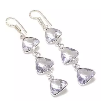 Серьги ручной работы из стерлингового серебра 925 пробы с натуральным аметистом 2,52 дюйма C5y78