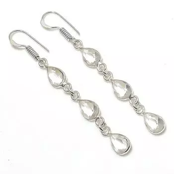 Серьги ручной работы из стерлингового серебра 925 пробы с натуральным белым топазом 2,56 дюйма d7k10