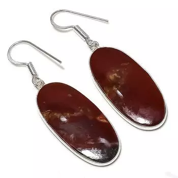 Серьги ручной работы из стерлингового серебра 925 пробы с натуральным драгоценным камнем драконьей яшмы 1,97 дюйма L9C20