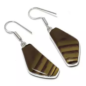 Серьги ручной работы из стерлингового серебра 925 пробы с натуральным драгоценным камнем драконьей яшмы 1,77 дюйма y6t45