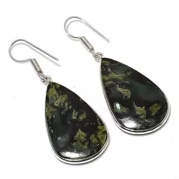 Серьги ручной работы из стерлингового серебра 925 пробы с натуральным драгоценным камнем драконьей яшмы 2,05 дюйма l1p83