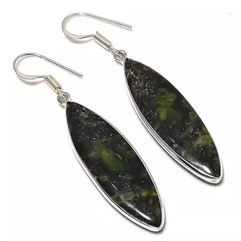 Серьги ручной работы из стерлингового серебра 925 пробы с натуральным драгоценным камнем драконьей яшмы 2,29 дюйма v8G43