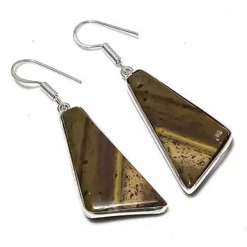 Серьги ручной работы из стерлингового серебра 925 пробы с натуральным драгоценным камнем драконьей яшмы 2,21 дюйма n6l90