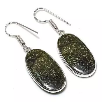 Серьги ручной работы из стерлингового серебра 925 пробы с натуральным драгоценным камнем драконьей яшмы 1,81 дюйма K1Y75