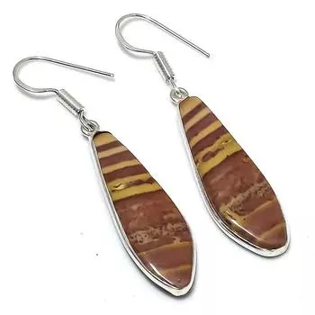 Серьги ручной работы из стерлингового серебра 925 пробы с натуральным драгоценным камнем драконьей яшмы 2,13 дюйма R7a01