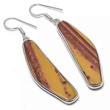 Серьги ручной работы из стерлингового серебра 925 пробы с натуральным драгоценным камнем драконьей яшмы 2,40 дюйма h9E35