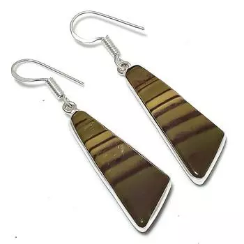 Серьги ручной работы из стерлингового серебра 925 пробы с натуральным драгоценным камнем драконьей яшмы 2,17 дюйма Z8f87