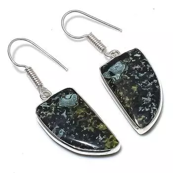 Серьги ручной работы из стерлингового серебра 925 пробы с натуральным драконьим яшмом 1,65 дюйма p6o81