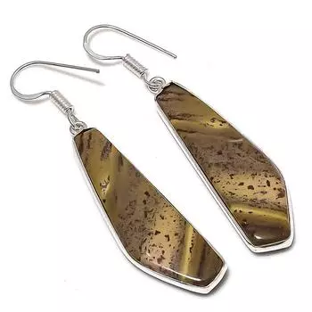 Серьги ручной работы из стерлингового серебра 925 пробы с натуральным драконьим яшмом 2,36 дюйма L9s26