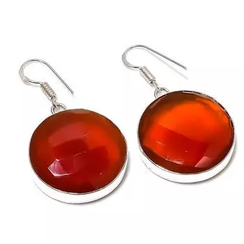 Серьги ручной работы из стерлингового серебра 925 пробы с натуральным красным сердоликом размером 1,77 дюйма r3S06