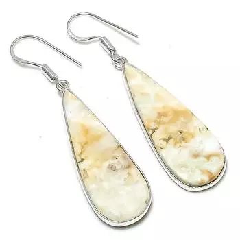 Серьги ручной работы из стерлингового серебра 925 пробы с натуральным драгоценным камнем хризопраз 2,21 дюйма U7i24