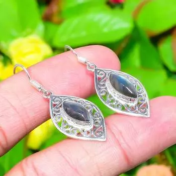 Серьги ручной работы из стерлингового серебра 925 пробы с натуральным лабрадоритом 1,73 дюйма d1H35