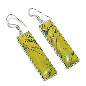 Серьги ручной работы из стерлингового серебра 925 пробы с натуральным мозаичным драгоценным камнем 2,32 дюйма j5D66