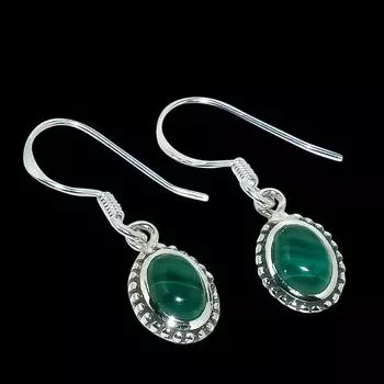 Серьги ручной работы из стерлингового серебра 925 пробы с натуральным драгоценным камнем малахит 1,25 дюйма l4E61