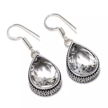 Серьги ручной работы из стерлингового серебра 925 пробы с натуральным белым топазом 1,50 дюйма k2y54