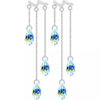 Серьги ручной работы из стерлингового серебра 925 пробы, уникальные гвоздики в форме капли дождя с австрийскими кристаллами в стиле бохо, идеальный подарок для женщин A pair of earrings