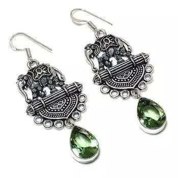 Серьги ручной работы из стерлингового серебра 925 пробы с натуральным драгоценным камнем цаворит 2,56 дюйма R5E92