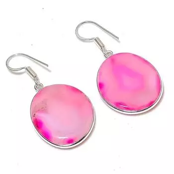 Серьги ручной работы из стерлингового серебра 925 пробы с натуральным озерным агатом 1,73 дюйма I9S67