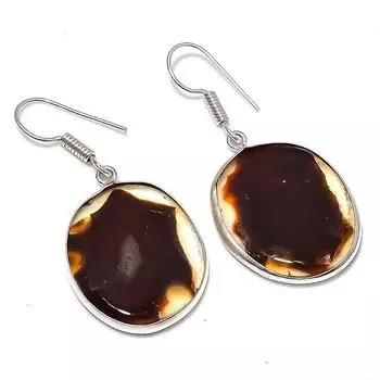 Серьги ручной работы из стерлингового серебра 925 пробы с натуральным озерным агатом размером 1,73 дюйма a5v21