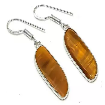 Серьги ручной работы из стерлингового серебра 925 пробы с натуральным тигровым глазом 1,85 дюйма I0I72