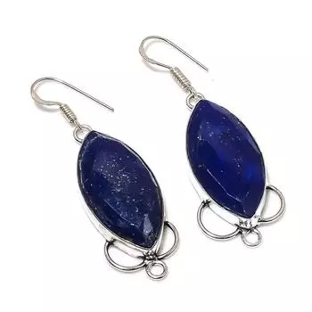 Серьги ручной работы из стерлингового серебра 925 пробы с натуральным лазуритом 2,29 дюйма z5P93