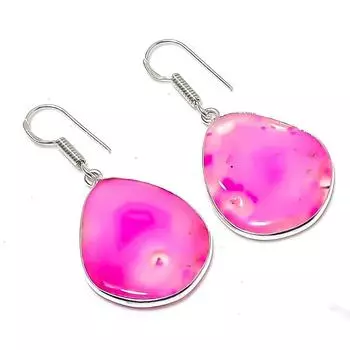 Серьги ручной работы из стерлингового серебра 925 пробы с натуральным озерным агатом размером 1,77 дюйма z1v63