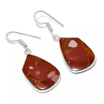 Серьги ручной работы из стерлингового серебра 925 пробы с натуральным драгоценным камнем Норина Джаспер 1,62 дюйма b8m56