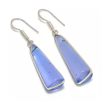 Серьги ручной работы из стерлингового серебра 925 пробы с фиолетовым халцедоном 2,01 дюйма n6r61