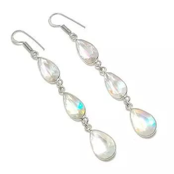 Серьги ручной работы из стерлингового серебра 925 пробы с натуральным белым топазом 3,15 дюйма d5j60