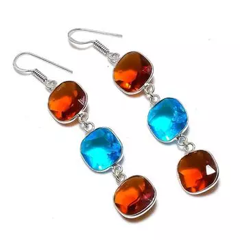 Серьги ручной работы из стерлингового серебра 925 пробы с натуральным медовым топазом 2,76 дюйма j8Y48