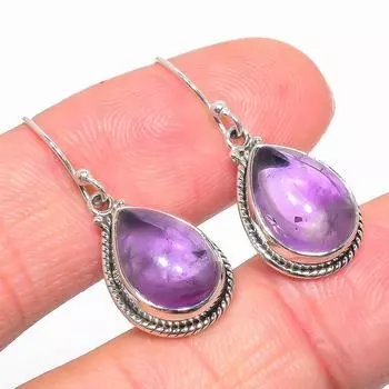 Серьги ручной работы из стерлингового серебра 925 пробы с натуральным аметистом, 1,25 дюйма, n2D71