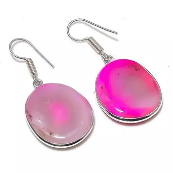 Серьги ручной работы из стерлингового серебра 925 пробы с натуральным озерным агатом 1,62 дюйма H5D90