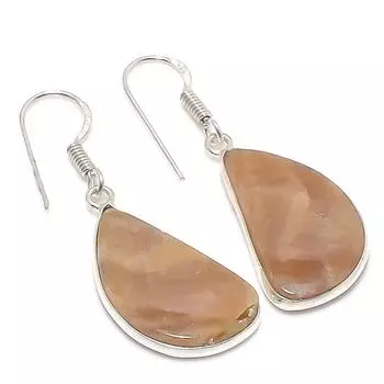 Серьги ручной работы из стерлингового серебра 925 пробы с натуральным драгоценным камнем Мукаит 1,58 дюйма K5z65